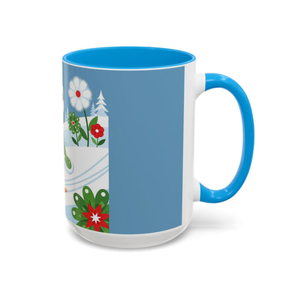 🎿❄️ The Winter Garden Skier Colorful Mug – Whimsical Holiday Fantasy