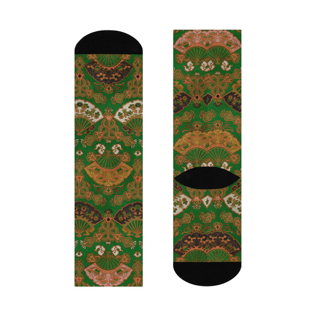 Japanese Fan Pattern by G.A. Audsley Cushioned Crew Socks