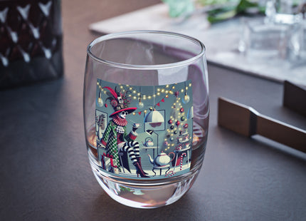 Whimsical Christmas Tea Party Whiskey Glass