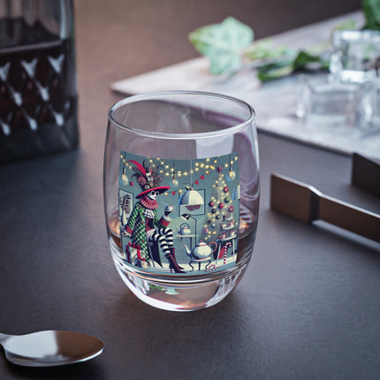 Whimsical Christmas Tea Party Whiskey Glass