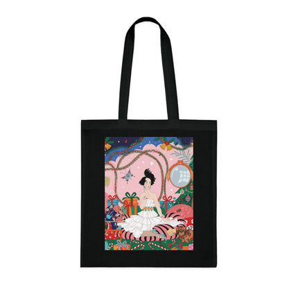🎄🌹 Christmas Morning In The Rose Parlor Cotton Tote Bag – Art Deco Holiday Romance