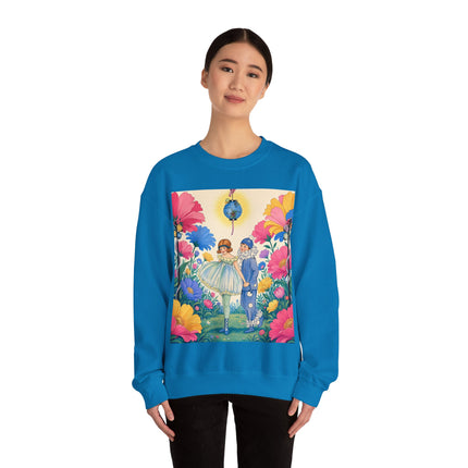 🌸🏮 The Lantern Garden Stroll Crewneck Sweatshirt – Art Deco Floral Whimsy