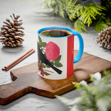 Blackbird & Rose Colorful Mugs – Timeless Elegance & Nature's Harmony