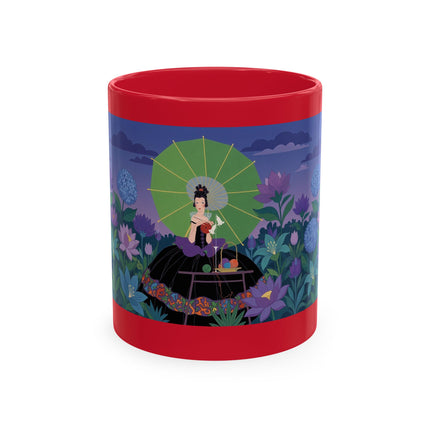 🧶☂️ The Lady Of The Garden Knitting Circle Ceramic Mug – Art Deco Floral Whimsy