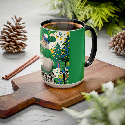 🍀🎄 The Emerald Holly Christmas Colorful Mug – Art Deco Holiday Elegance