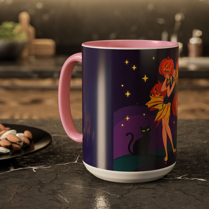 🎃🕯️ Moonlit Pumpkin Masquerade Colorful Mug – Whimsical Halloween Charm