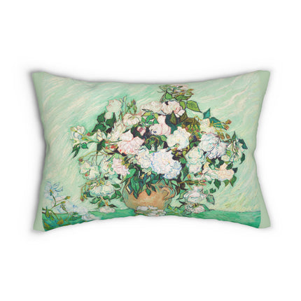 Roses by Vincent Van Gogh Spun Polyester Lumbar Pillow