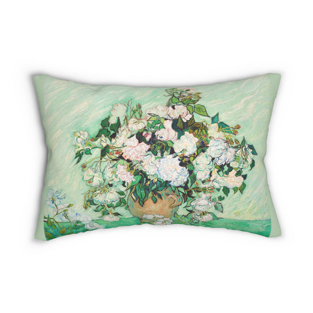 Roses by Vincent Van Gogh Spun Polyester Lumbar Pillow