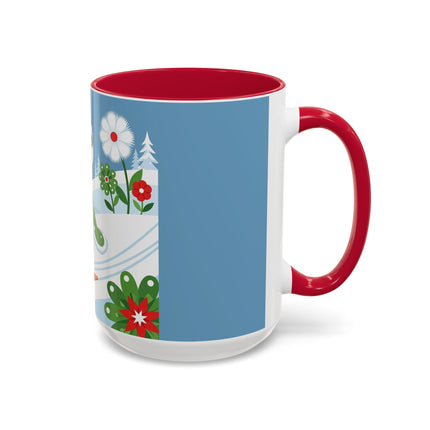 🎿❄️ The Winter Garden Skier Colorful Mug – Whimsical Holiday Fantasy