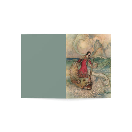 Rita Rides on the Dolphin by Warwick Goble Greeting Cards (1, 10, 30, and 50pcs)