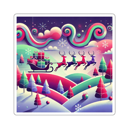 Festive Reindeer Flight Kiss-Cut Stickers (4 Sizes)
