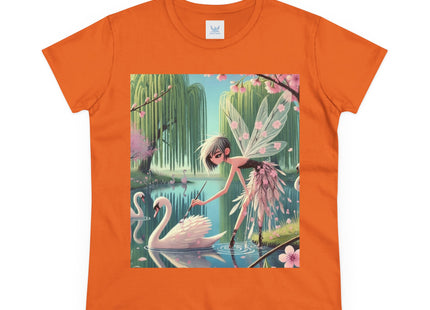 A Fairy Painting a Swan Cotton Tee