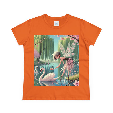 A Fairy Painting a Swan Cotton Tee