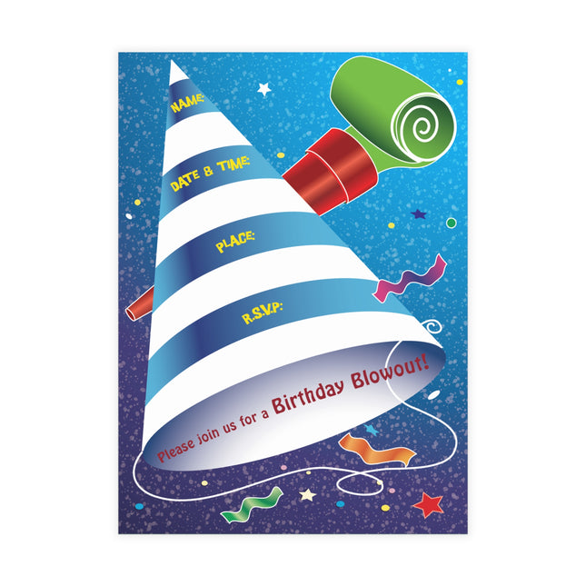 Vibrant Birthday Extravaganza Invitation! Bundles of 10, 30, 50 Pieces Available (envelopes included)