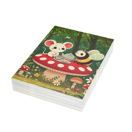 🐭🐝 The Little Woodland Tea Party Greeting Card – Whimsical Animal Adventure