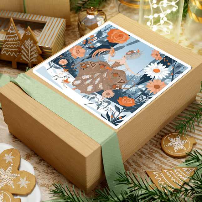 🦚❄️ The Lady Of The Winter Phoenix Garden Kiss-Cut Sticker – Art Deco Floral Fantasy