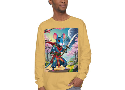Cyber Samurai Rat Garment-dyed Long Sleeve T-Shirt