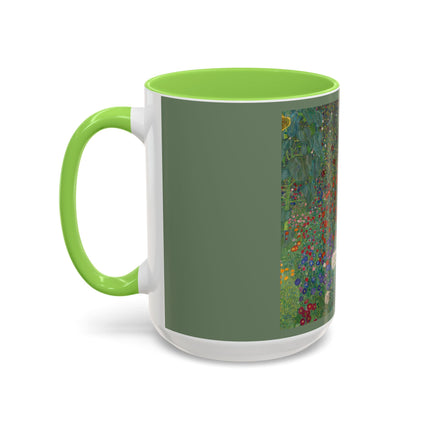 Farm Garden with Sunflowers by Gustav Klimt Colorful Mugs (11oz, 15oz)