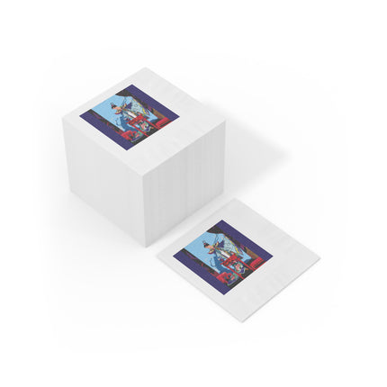A Visual Journey by Umberto Brunelleschi White Coined Napkins