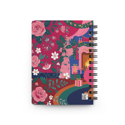🎀🎄 Christmas By The Fireside Spiral Notebook – Art Deco Holiday Elegance