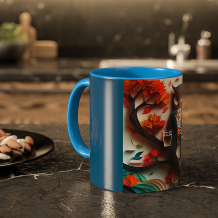 Owl at an Autumn Park Colorful Mugs (11oz, 15oz)