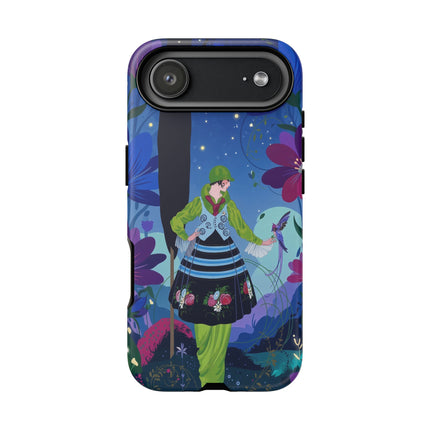 🌸🐦 The Lady Of The Midnight Bird Garden Phone Case – Art Deco Floral Fantasy