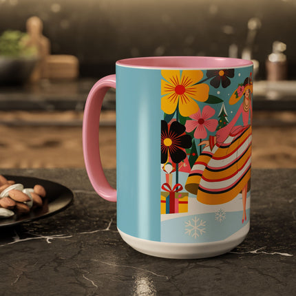 🌼🎄 The Christmas Blossom Belle Colorful Mug – Colorful Art Deco Holiday Fantasy
