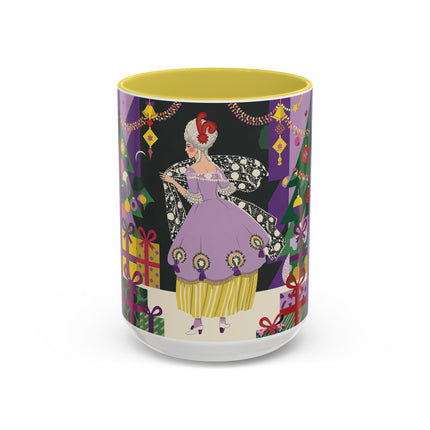 🎁✨ The Lavender Christmas Masquerade Colorful Mug – Art Deco Holiday Fantasy