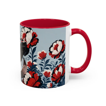 ❤️🌺 The Scarlet Blossom Dancer Colorful Mug – Art Deco Fashion Whimsy