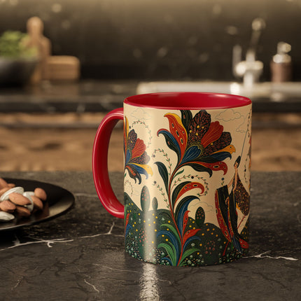 🌺🦋 The Enchanted Floral Voyage Colorful Mug – Art Deco Botanical Whimsy