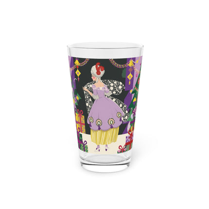 🎁✨ The Lavender Christmas Masquerade Pint Glass – Art Deco Holiday Fantasy