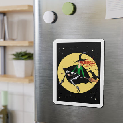 A Witch’s Moonlit Flight Die-Cut Magnets (5 Sizes)