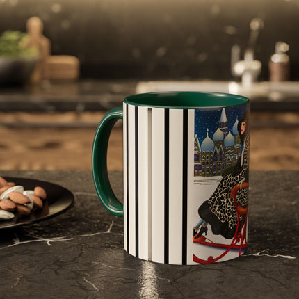 Elegant Winter Woman in Sleigh Colorful Mugs (11oz, 15oz)