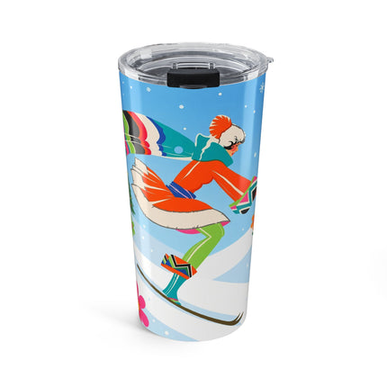 ⛷️🌸 The Lady Of The Alpine Flight Tumbler – Art Deco Winter Adventure