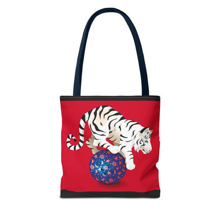 Majestic White Tiger on a Celestial Journey Tote Bag (AOP)