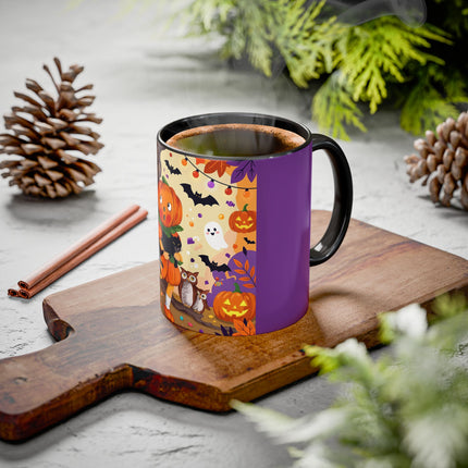 🎃🐈‍⬛ The Pumpkin Child’s Halloween Parade Colorful Mug – Whimsical Storybook Charm