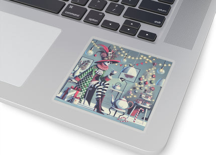 Whimsical Christmas Tea Party Kiss-Cut Stickers (4 Sizes)