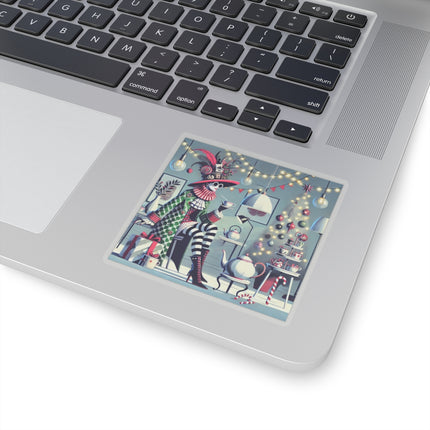 Whimsical Christmas Tea Party Kiss-Cut Stickers (4 Sizes)
