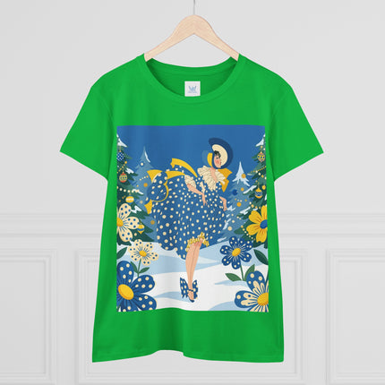 ❄️💙 The Bluebell Christmas Promenade Cotton Tee – Art Deco Holiday Elegance