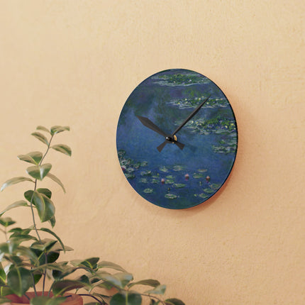 Water Lilies by Claude Monet Acrylic Wall Clock, Round and Square