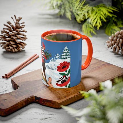 🎿🎄 The Christmas Holly Skier Colorful Mug – Whimsical Holiday Fantasy