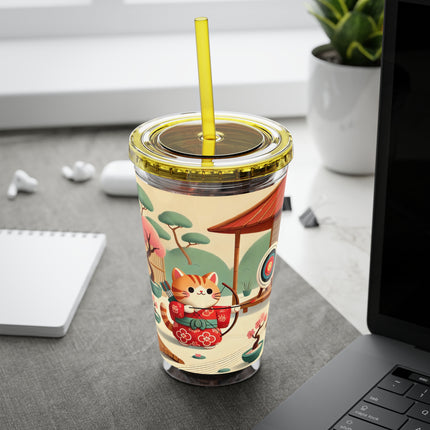 Archer Kitten in the Zen Garden Sunsplash Tumbler with Straw, 16oz