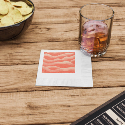 Hues of Orange and Beige Wave Pattern White Coined Napkins