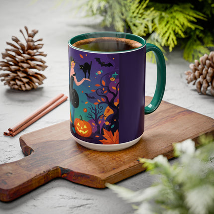 🐈‍⬛🎃 The Midnight Black Cat Masquerade Colorful Mug – Whimsical Halloween Elegance