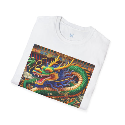 Tibetan Dragon Over Kabuki Duel Softstyle T-Shirt