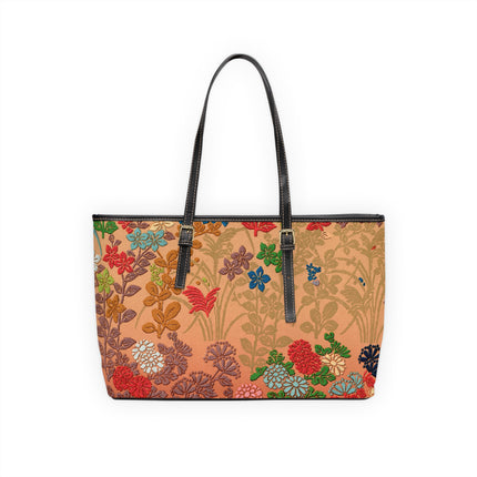 Japanese Fan Flower Pattern by G.A. Audsley PU Leather Shoulder Bag