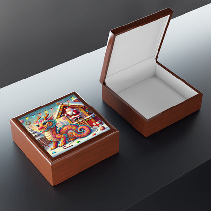 Playful Dragon's Christmas Jewelry Box