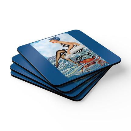 Playful Waves and Fashion Follies Corkwood Coaster Set