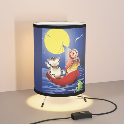 Embarking on a Moonlit Journey Tripod Lamp