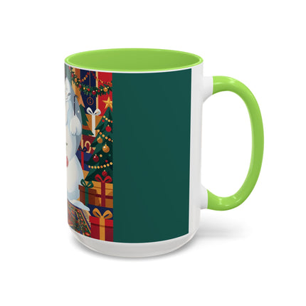☃️🎄 The Snowman's Christmas Companion Colorful Mug – Art Deco Holiday Fantasy